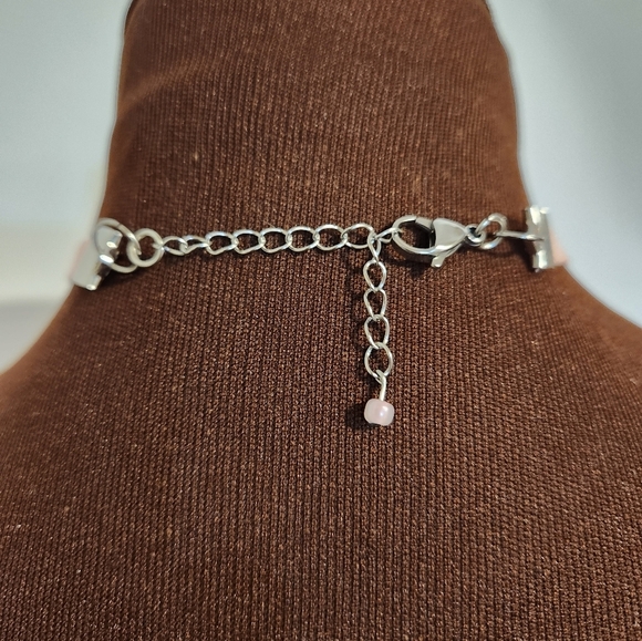 Hand Crafted Flower Choker Necklace Floral Choker Dark Pink Light Pink - Picture 5 of 9